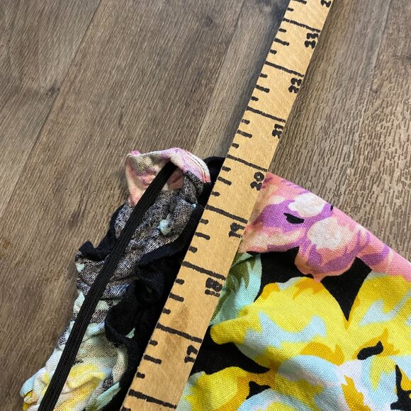 Who What Wear Floral Long Sleeve Cropped Peasant Blouse Size Medium Linen Blend - Picture 8 of 9